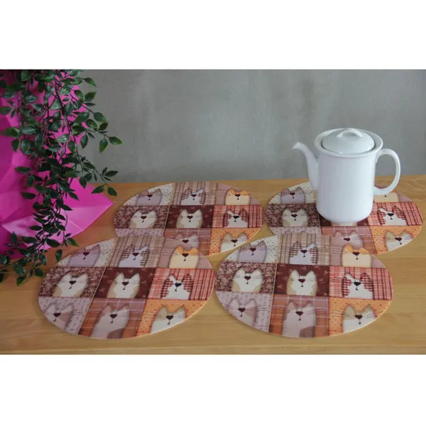 Pexeso Beige kör alakú filc asztali alátét szett, 4 db, 33 cm