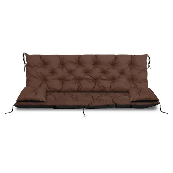 Kerti pad- vagy hintapárna szett 150×60×50 cm, barna, vízálló + 2×42 cm