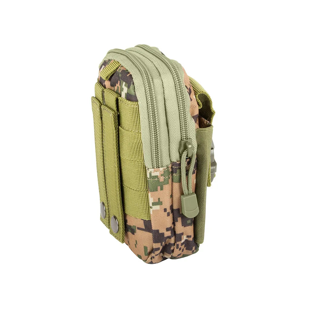 Többzsebes övtáska, vízlepergető, 18x12x6 cm, pixeles katonai álcaszínű