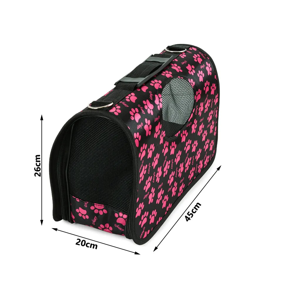 Kisállathordozó kézitáska rózsaszín tappancsos, 45x20x26 cm