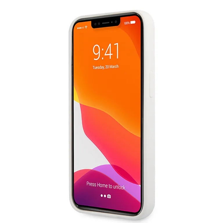 Lacoste folyékony szilikon Allover mintás Kryt pro iPhone 13 Pro Max fehér tok
