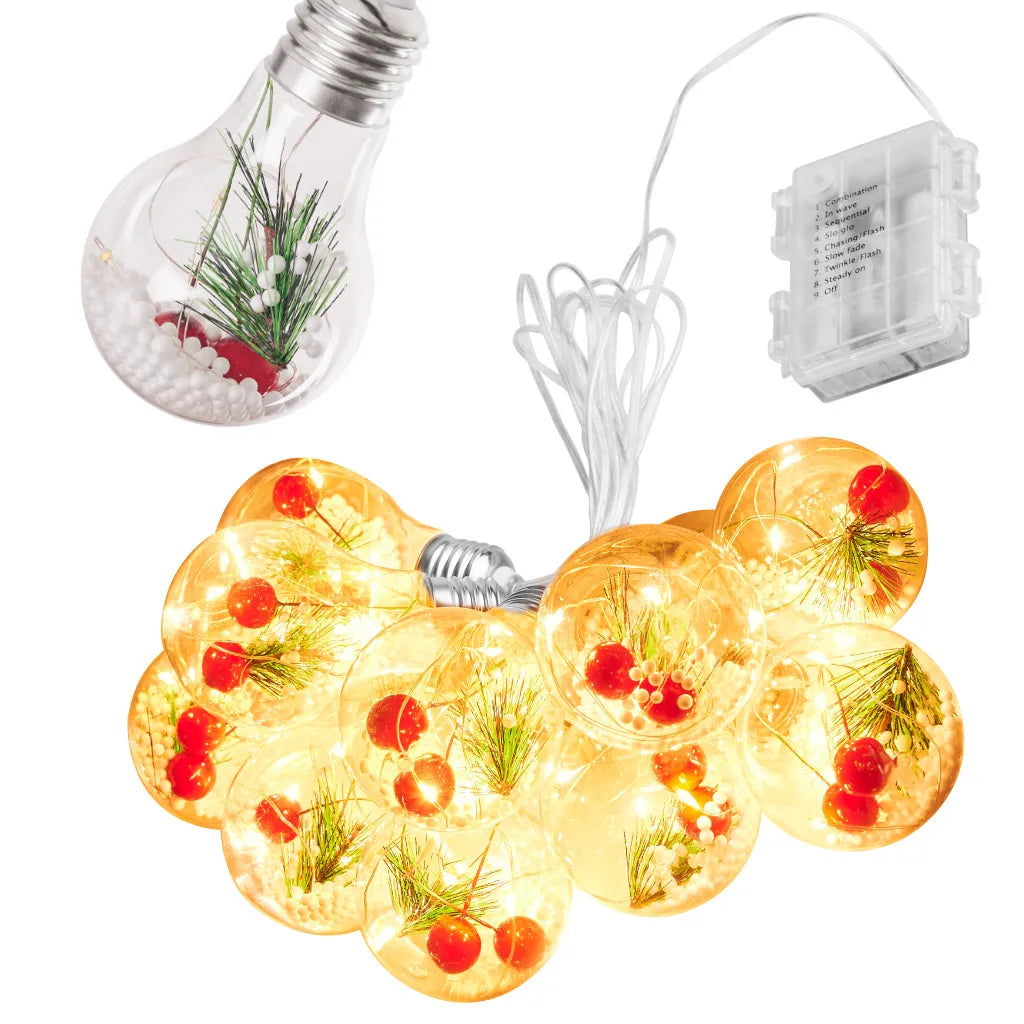 LED-füzér díszes gömb 3 m, meleg fehér