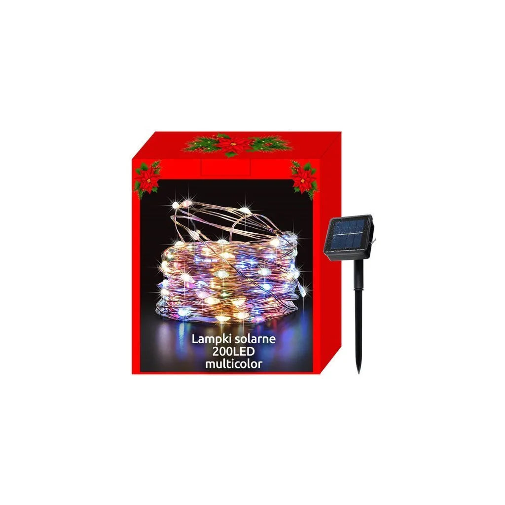 MALATEC Napelemes füzér 200 db szines micro LED-del, 8 világítási mód, 20 m, IP44