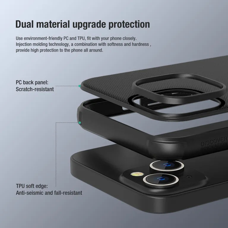 Nillkin Super Frosted PRO Zadní Kryt pro Apple iPhone 13/14 fekete (logó kivágás nélkül) tok