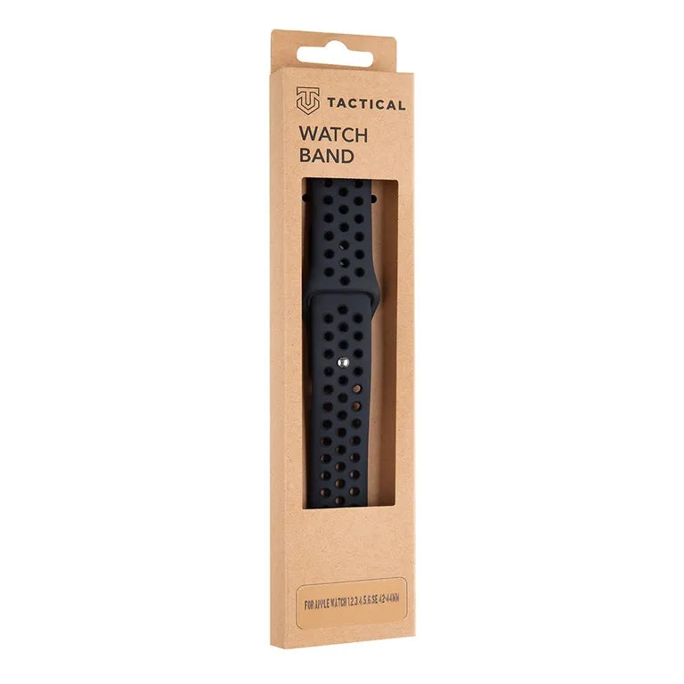 Tactical 161 Dupla szilikon szíj az Apple Watch 1/2/3/4/4/5/6/7/8/SE 42/44/45mm-es órájához Fekete