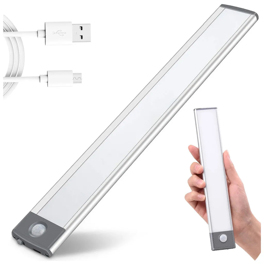 Öntapadó, mozgásérzékelő, szabályozható fényerejű LED csík, 23 cm, USB töltés