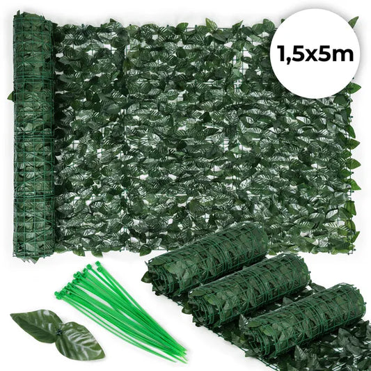 Sötétzöld műborostyán sövénymatrac 50×500 cm, UV-álló balkontakaró