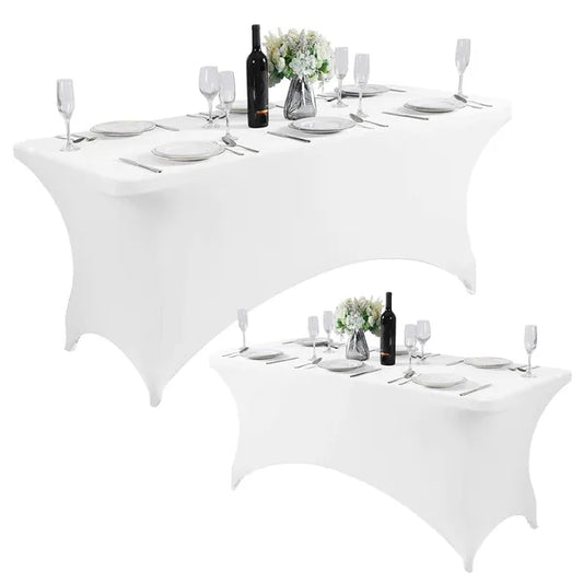 Fehér 240 cm-es (8 ft) rugalmas asztalhuzat rendezvényekhez