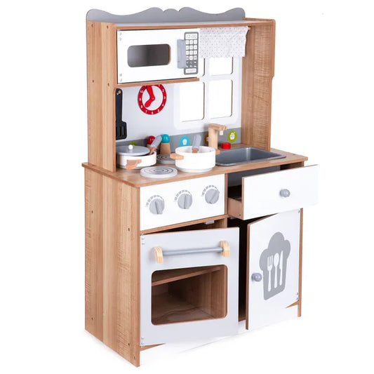 Fa játékkonyha gyerekeknek, 16 kiegészítővel, 92 cm magas – ECOTOYS