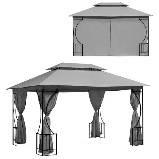 Kerti pavilon 3×4 m, teljes oldalfallal, acél vázzal, szürke