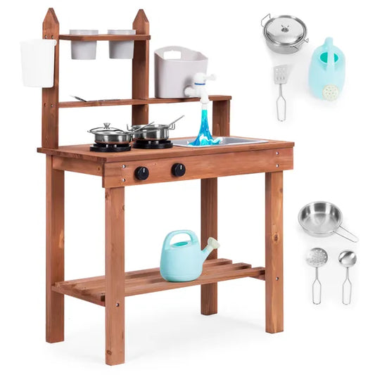 Ecotoys fenyőfa sárkonyha gyerekeknek