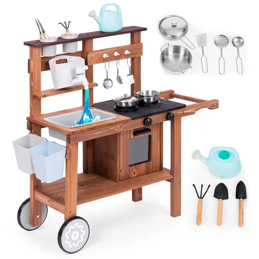 Ecotoys gyermek sárkonyha fenyőfából kiegészítőkkel