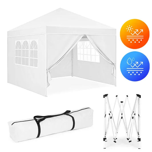 Kerti pavilon pop-up sátor 3×3 m, automata nyitás, 4 oldalfal
