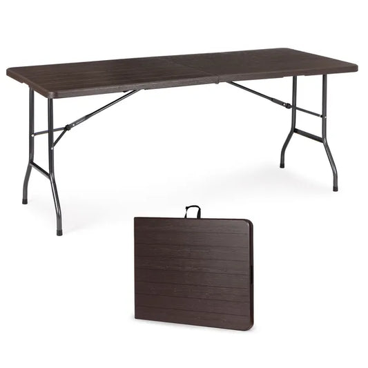 Összecsukható bankett- és kerti asztal, 180×74 cm, barna HDPE, vízálló