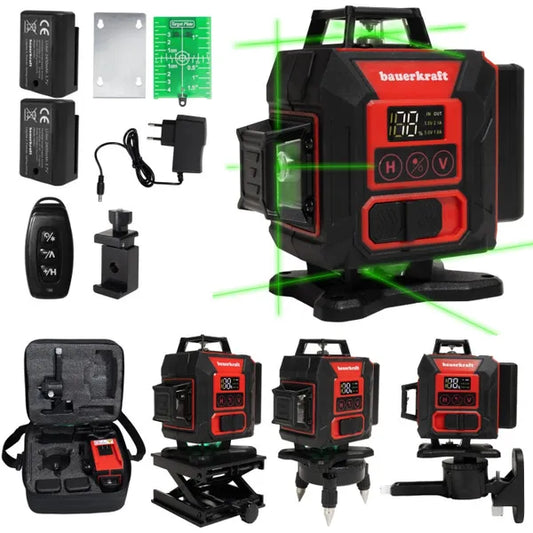 4D 360° zöld vonallézer 16 vonal, önszintező, IP54, távirányító + tartozékok