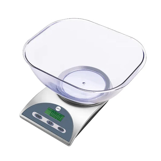 Digitális konyhai mérleg kivehető tállal, LCD kijelző, 5 kg/1 g pontosság