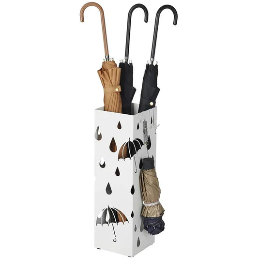 Modern fehér esernyőtartó acél vázzal, 49 cm, kivehető tálcával