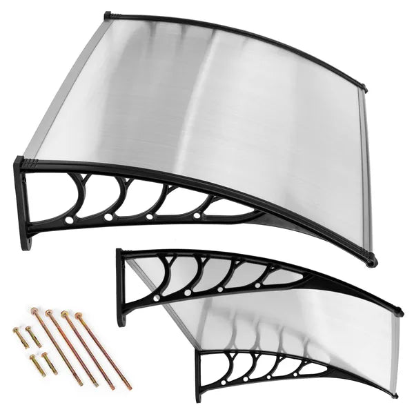Polikarbonát bejárati előtető 120×100 cm, átlátszó, rögzítőkkel