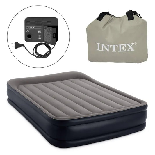 Intex Dura-Beam felfújható velúr matrac 203×152×42 cm beépített pumpával