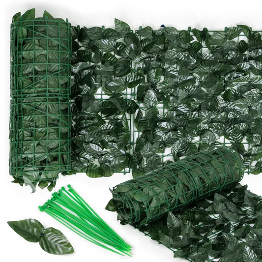 Műanyag borostyán sövényszőnyeg 300×50 cm, sötétzöld, UV- és időjárásálló