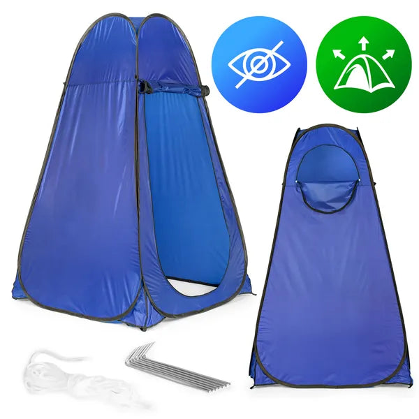 Pop-up kemping öltöző-/zuhanykabin sátor, 112×112×187 cm, kék