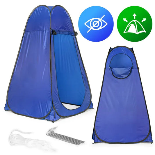 Pop-up kemping öltöző-/zuhanykabin sátor, 112×112×187 cm, kék