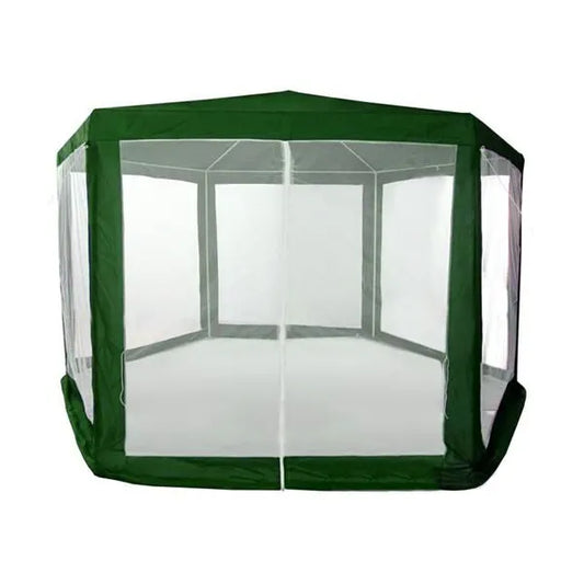 Kerti pavilon 2×2×2 m, szúnyogháló, vízálló PE, zöld, fém váz