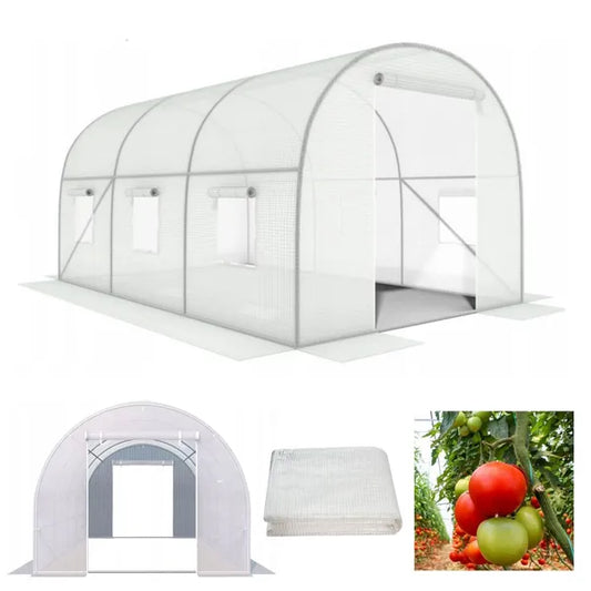 Kerti fóliasátor 3x2x2 m, fém váz, UV-álló 140 g fólia, 6 ablak