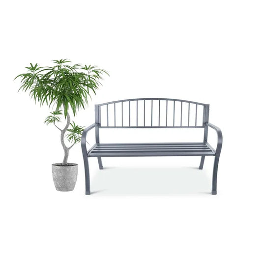 Kerti pad háttámlával, grafitszürke acél/öntöttvas, 125 cm