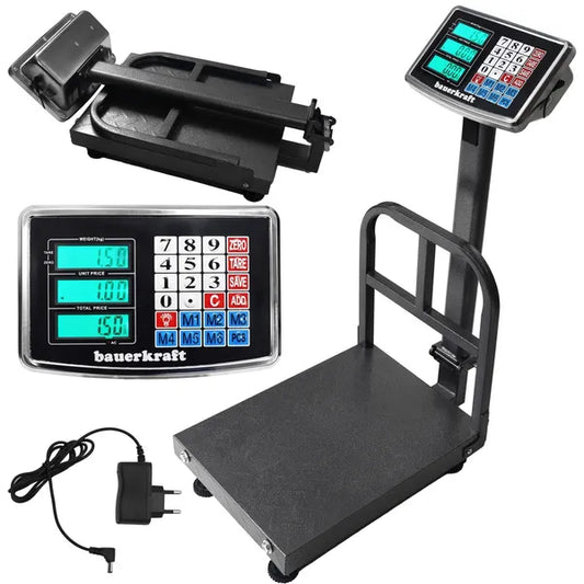 Raktári platformmérleg 200 kg-ig, LCD kijelző, rozsdamentes, akkumulátoros