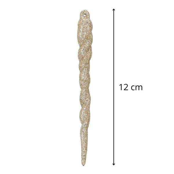 Karácsonyi glitteres díszek, 10 db, 12 cm, arany műanyag