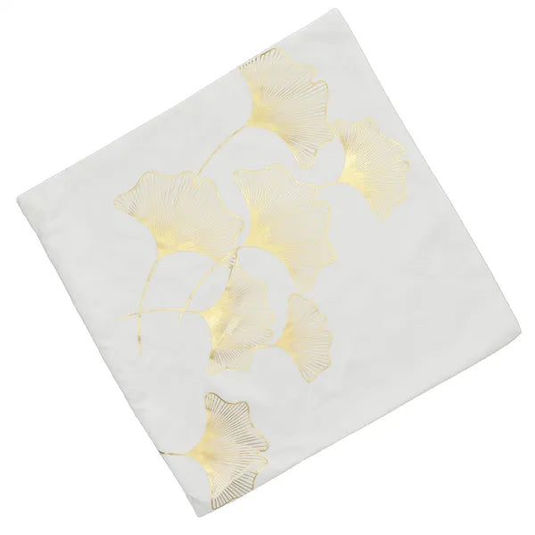 Pamut díszpárnahuzat 40×40 cm arany levél mintával, cipzáras