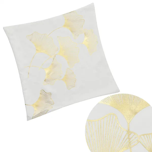 Pamut díszpárnahuzat 40×40 cm arany levél mintával, cipzáras