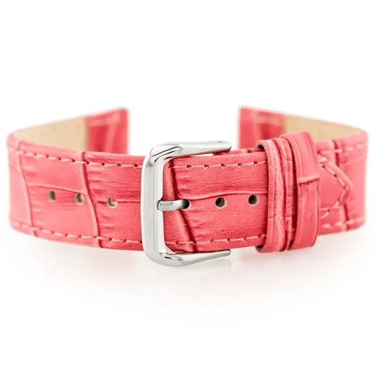 Pink valódi bőr óraszíj, 22 mm, ezüst csattal