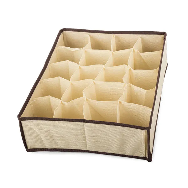 20 rekeszes bézs fehérnemű- és zoknis rendező fiókba, 35×27×10 cm