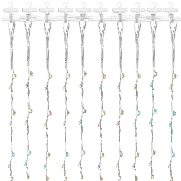 200 LED-es színes fényfüggöny, USB, 3×2 m, távirányító, IP44