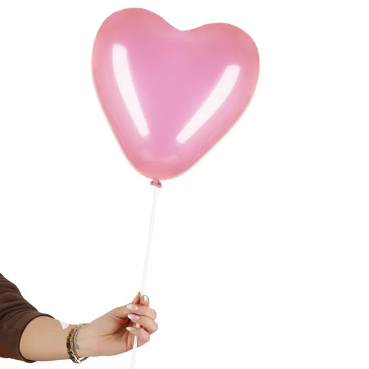 Szív alakú rózsaszín fémfényű latex lufi, 30 cm, 50 db-os készlet