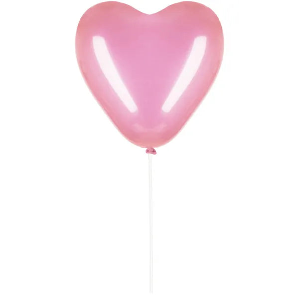 Szív alakú rózsaszín fémfényű latex lufi, 30 cm, 50 db-os készlet