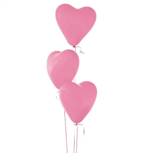 Szív alakú rózsaszín fémfényű latex lufi, 30 cm, 50 db-os készlet