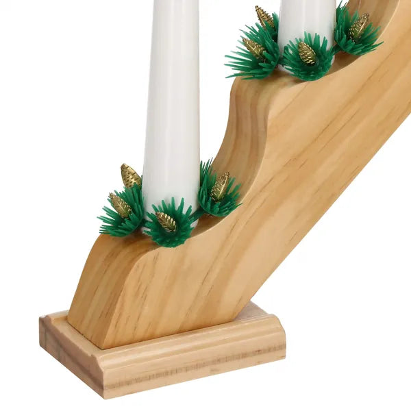 LED fa ablakdísz 7 gyertyával, meleg fehér, elemes, 39,5×30,5 cm