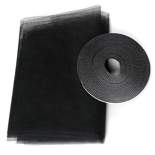 Fekete poliészter szúnyogháló ablakra 130x150 cm, öntapadós tépőzárral