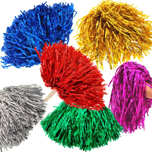 Színes cheerleader pompon pár 32 cm szalaggal, cheer tánc kellék
