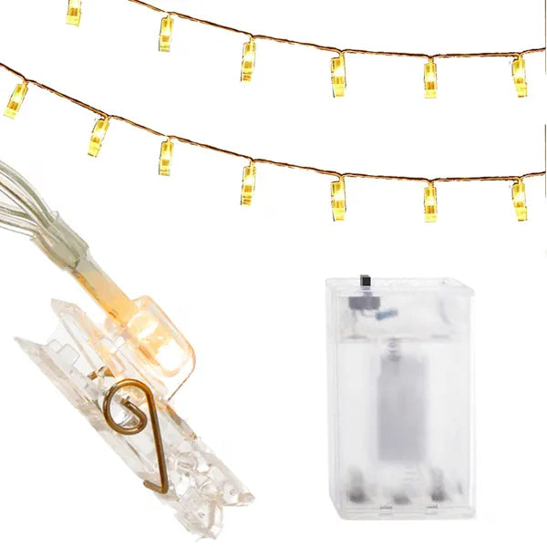 Meleg fehér, elemes 10 LED fényfüzér, beltéri, 1,35 m