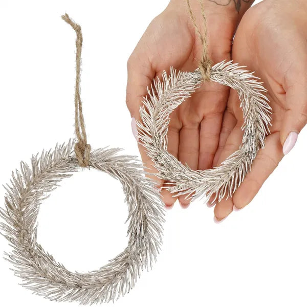 Karácsonyi akasztós díszgömb, 10 cm, barna-zöld-ezüst, műanyag