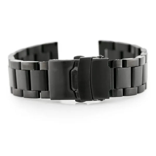 Fekete PVD-acél óraszíj, 22 mm csatlakozás, 249 mm hossz