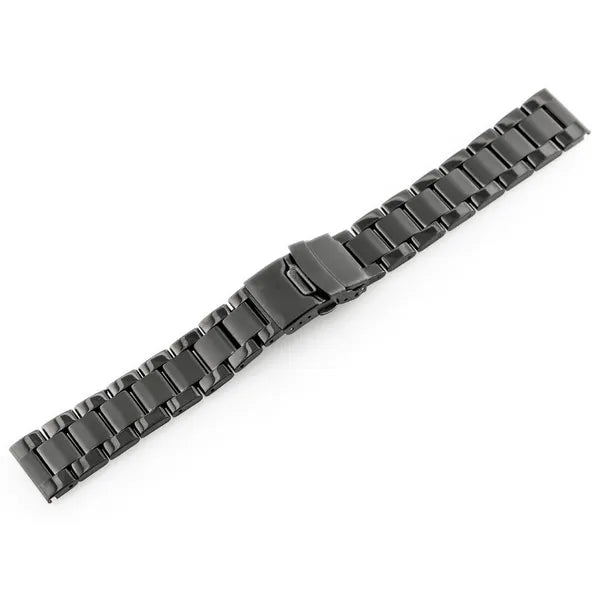 Fekete PVD-acél óraszíj, 22 mm csatlakozás, 249 mm hossz