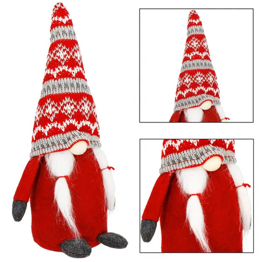 Karácsonyi dekoráció – női manó figura, 33 cm, piros-fehér-fekete