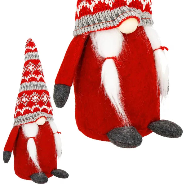 Karácsonyi dekoráció – női manó figura, 33 cm, piros-fehér-fekete