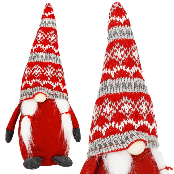 Karácsonyi dekoráció – női manó figura, 33 cm, piros-fehér-fekete