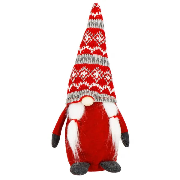 Karácsonyi dekoráció – női manó figura, 33 cm, piros-fehér-fekete